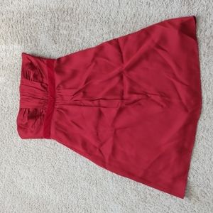 Banana Republic Strapless Red Silk Dress Sz 6P